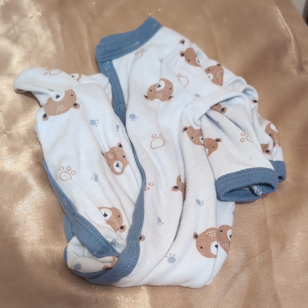 Blue and Brown Bear Print Kids One Piece